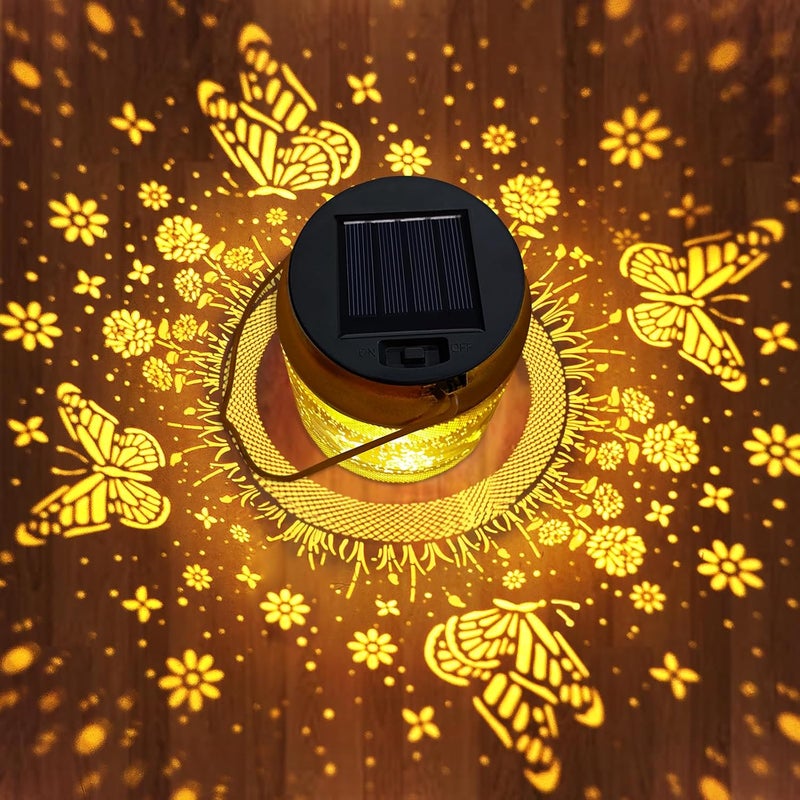EDOF Butterfly Solar Lanterns Outdoor Waterproof Lights,Hanging Solar Lights Butterfly Christmas Decorations Gifts for Women Grandma,Hollowed-Out Metal Lantern for Garden Decor Yard,Patio,Backyard,Porch - Image 3
